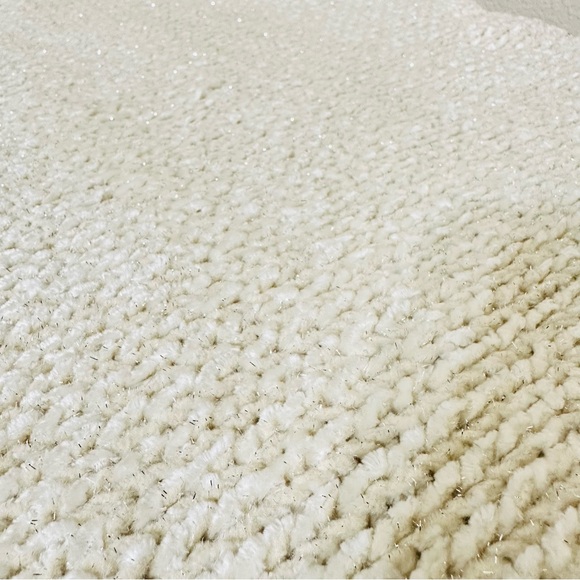 MINKPINK Cream Silver Foil Shimmer Wide Sleeve Textured Pullover Knit Sweater M - Picture 5 of 10